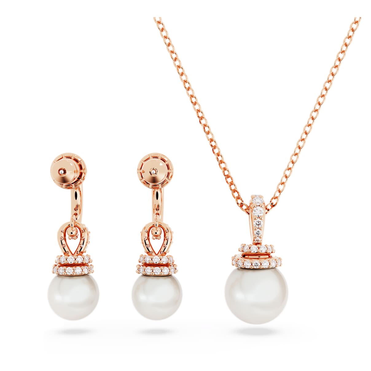 Set de joyería color oro rosa y blanco