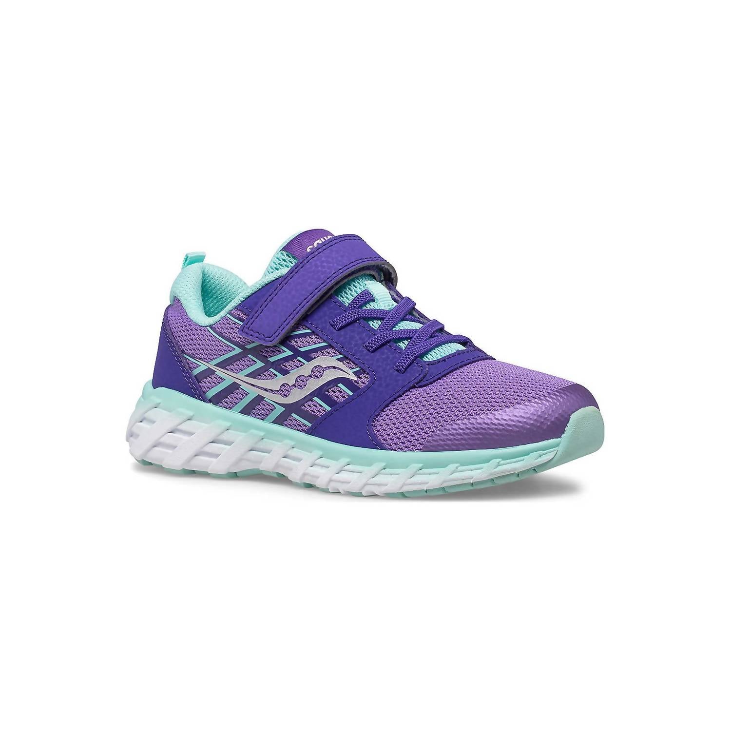 Tenis infantil color violeta y turquesa