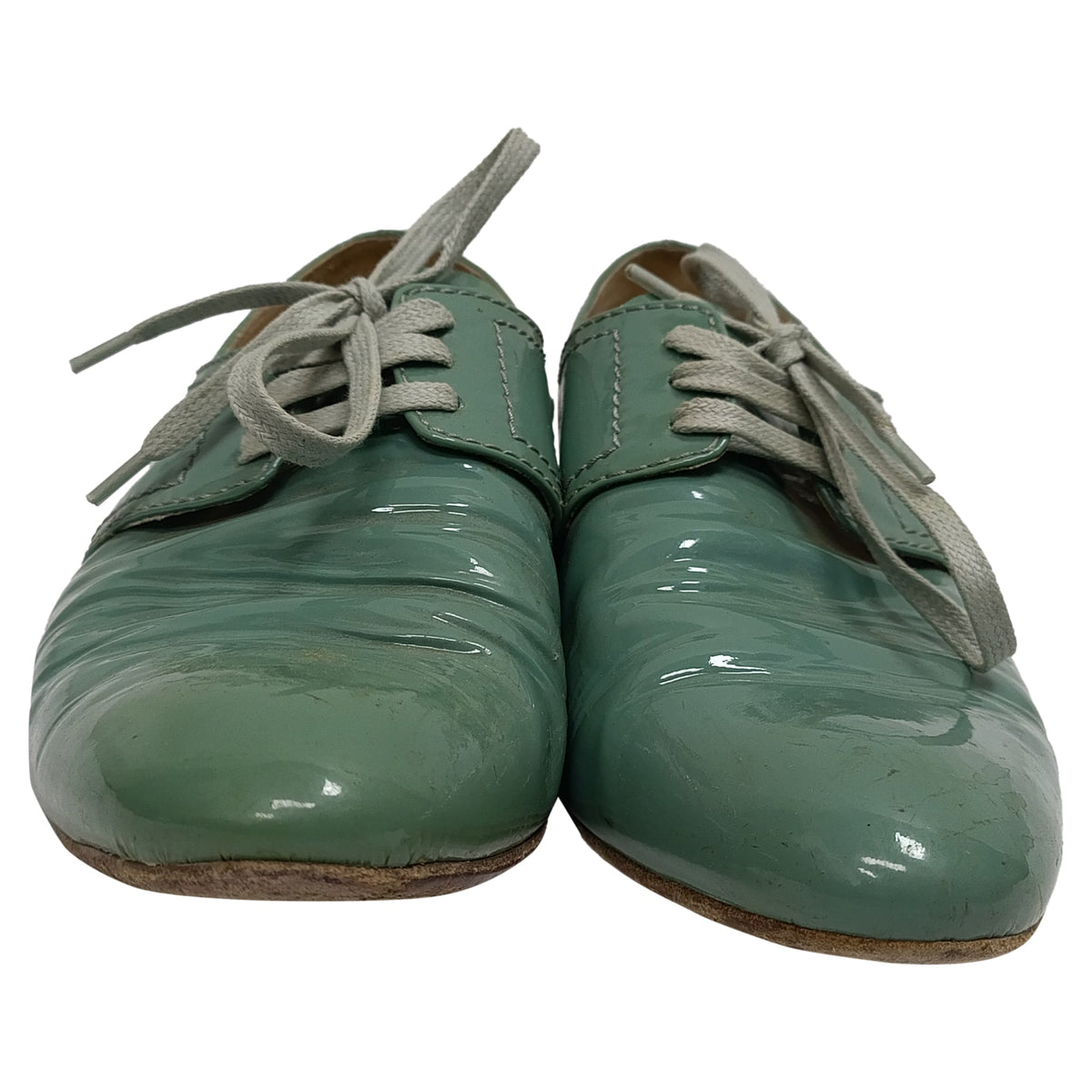 Zapatos de cordones de cuero color verde