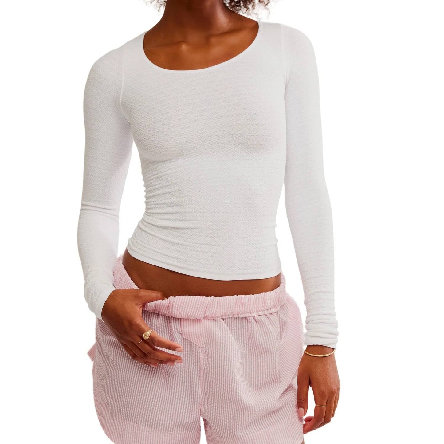 Top de manga larga color blanco