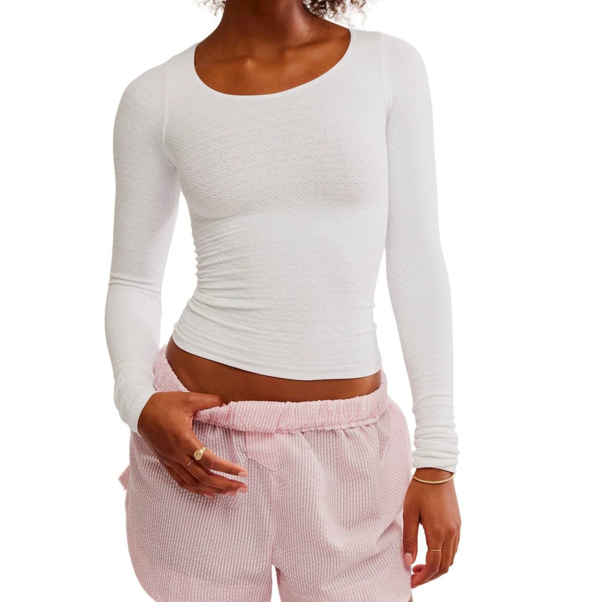 Top de manga larga color blanco