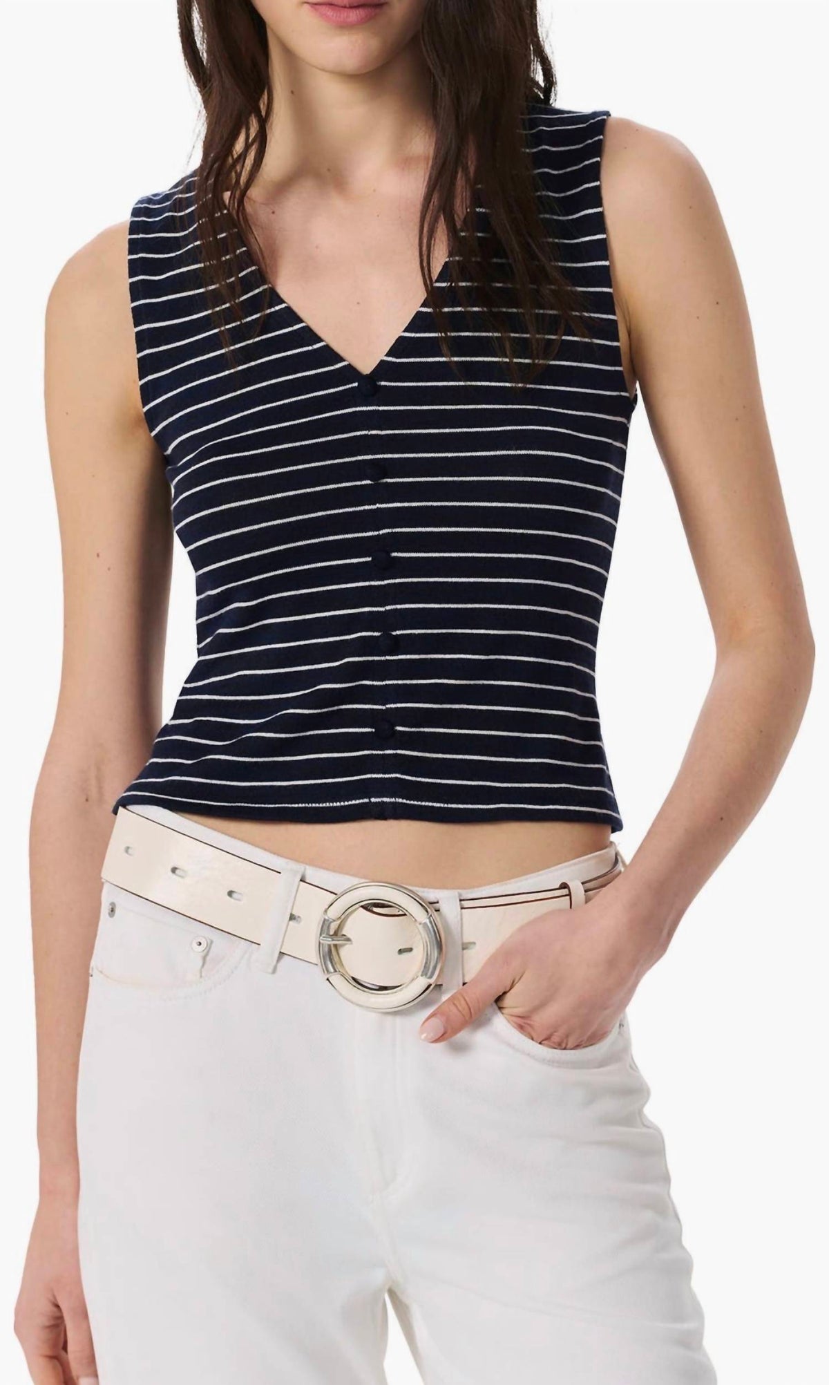 Blusa a rayas color azul marino