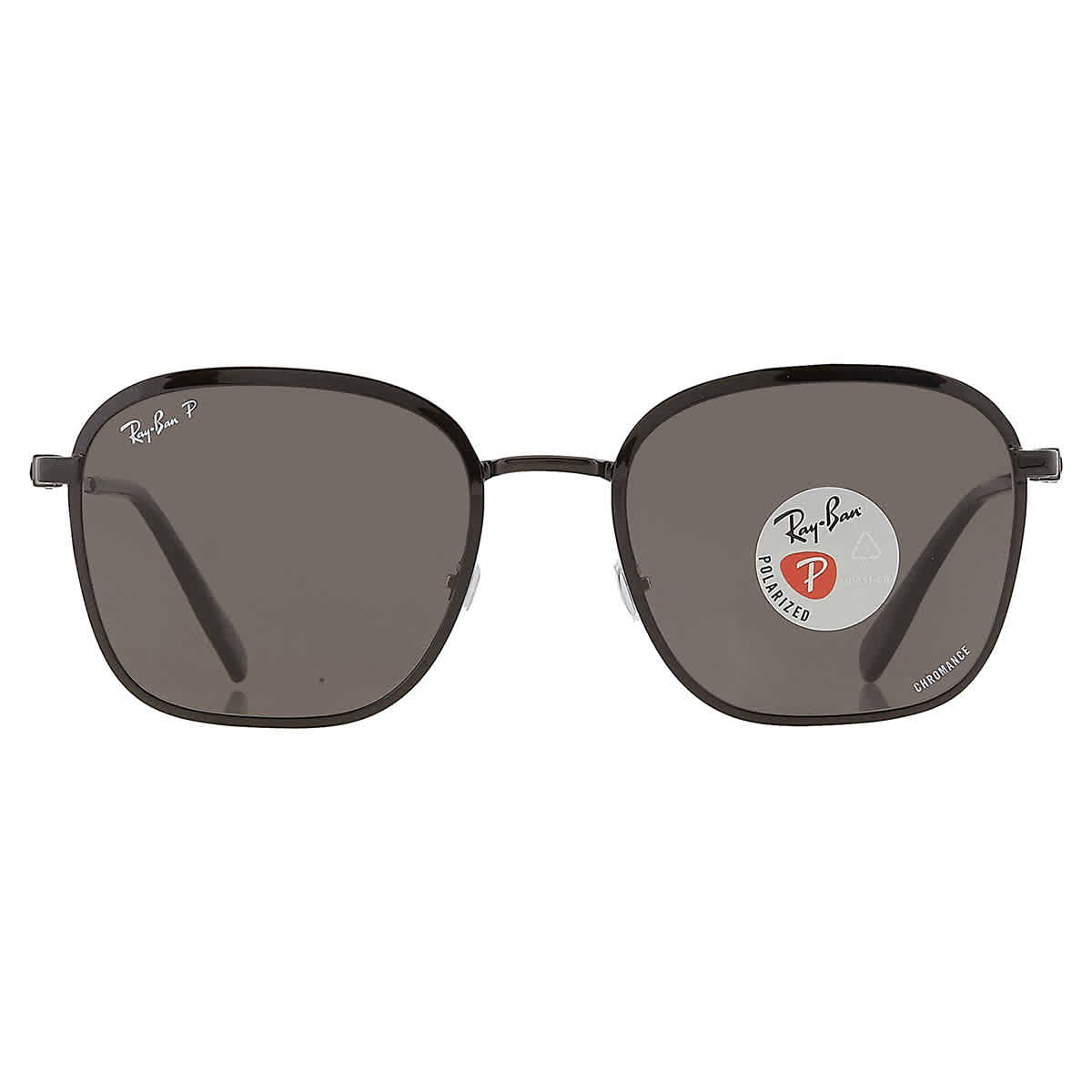 Gafas de sol unisex de montura cuadrada con lentes polarizados color gris oscuro