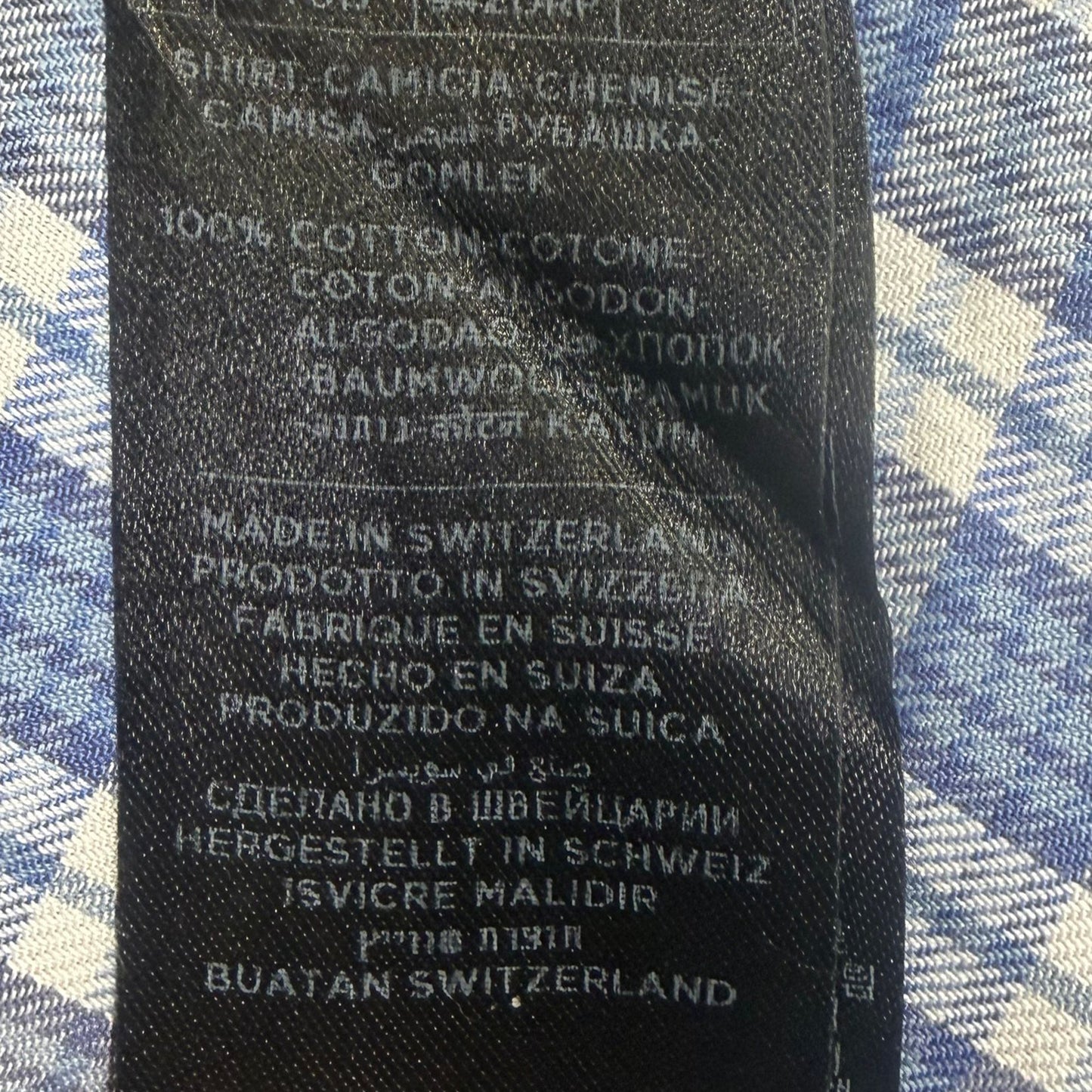 Camisa de algodón a cuadros color azul claro