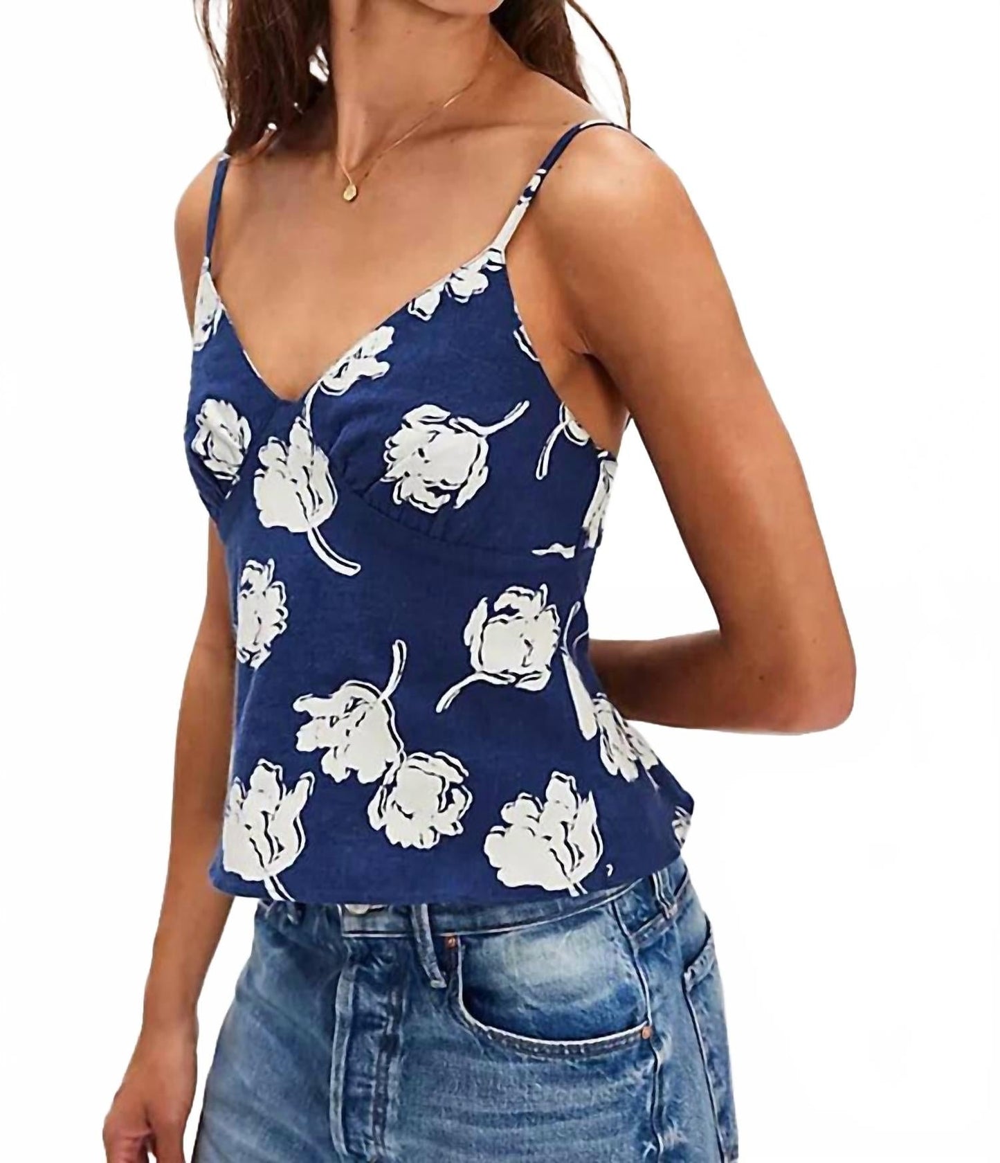 Top con estampado color azul marino
