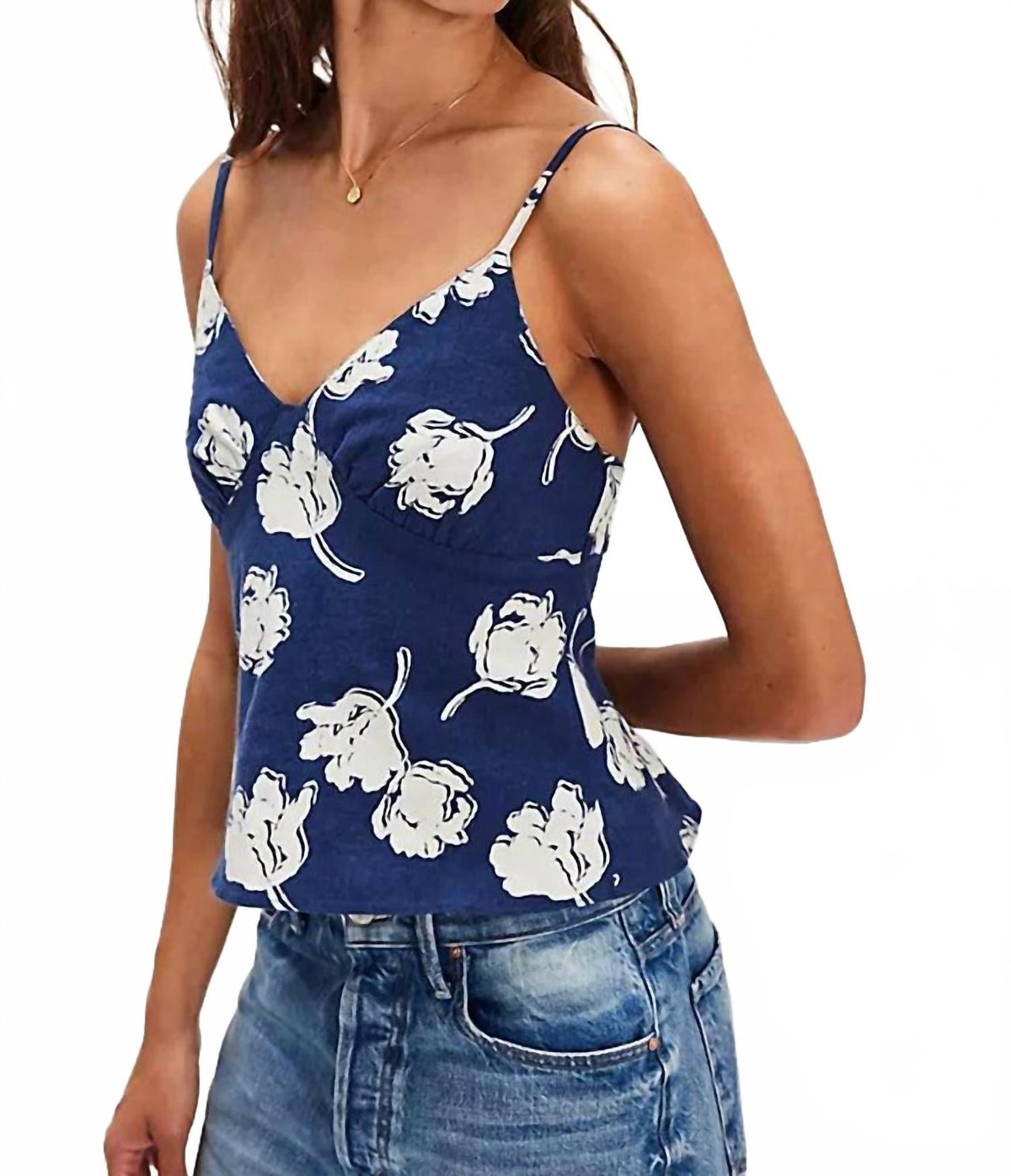 Top con estampado color azul marino