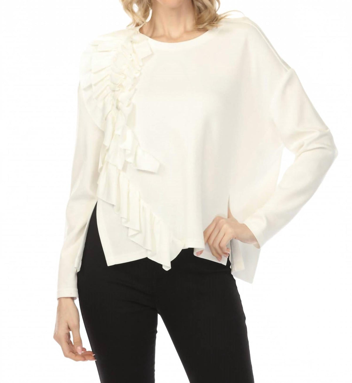 Top de manga larga color blanco