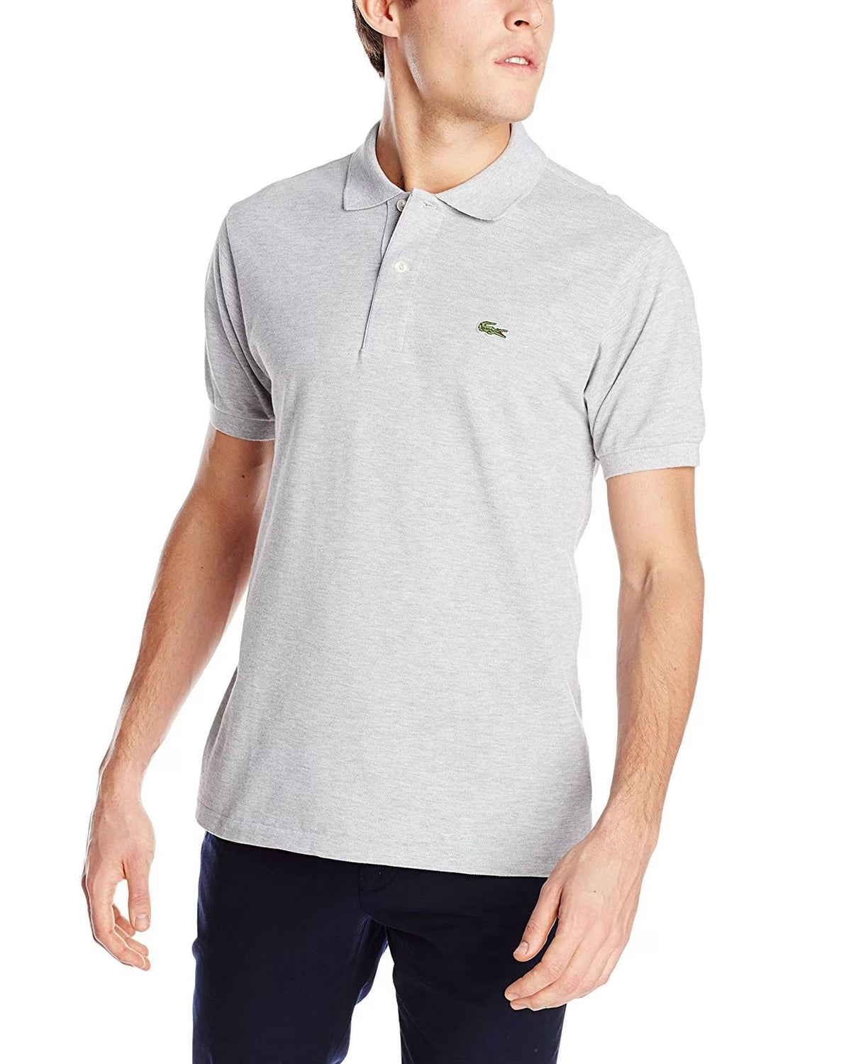 Polo de manga corta de corte ajustado color plateado
