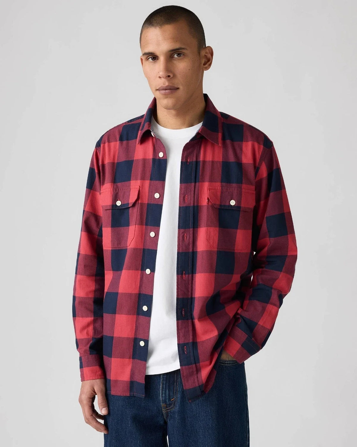 Sobrecamisa de hombre de algodón color rojo