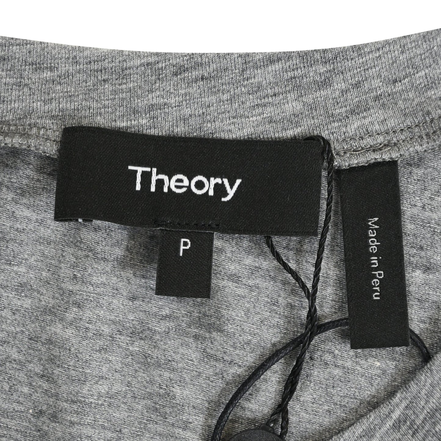 Top de algodón de manga larga con cuello redondo color gris