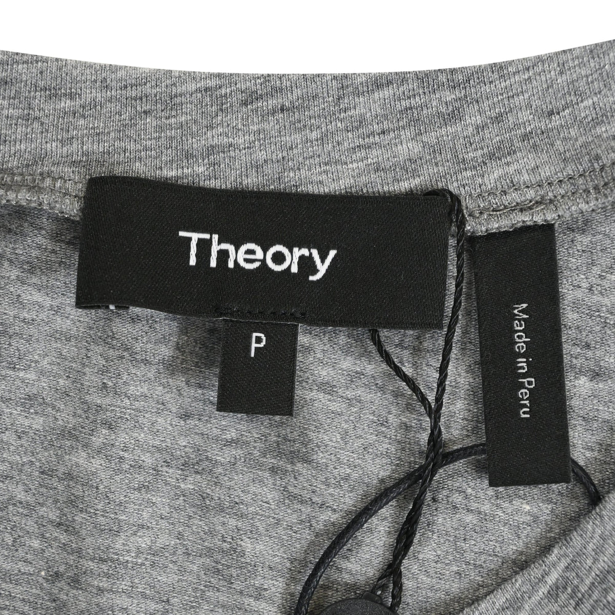 Top de algodón de manga larga con cuello redondo color gris