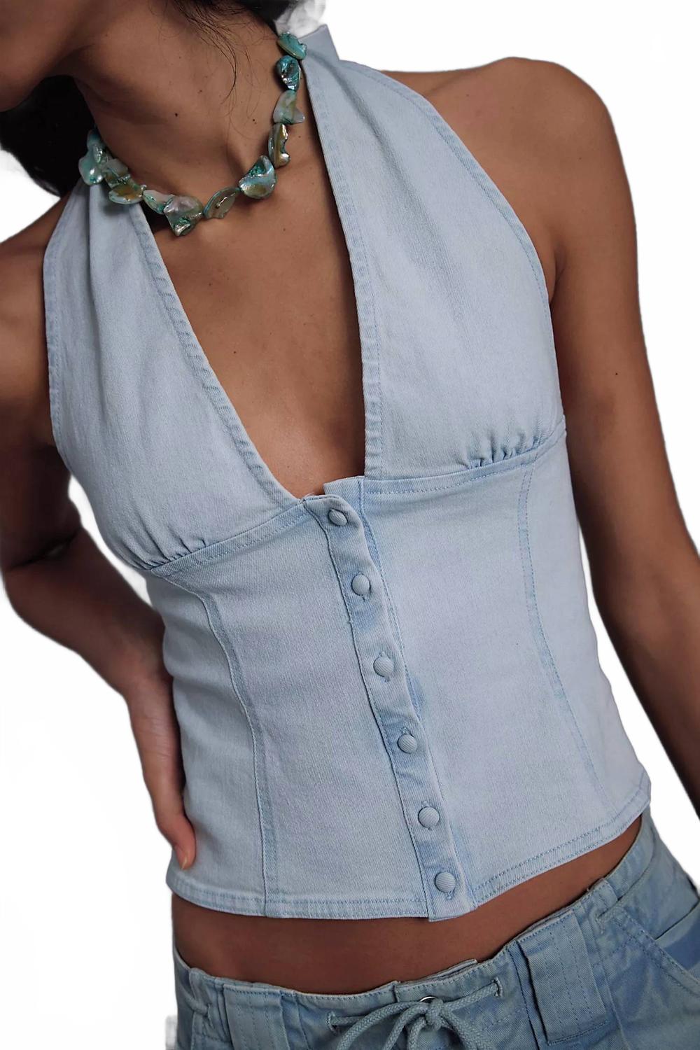 Top de mezclilla color azul