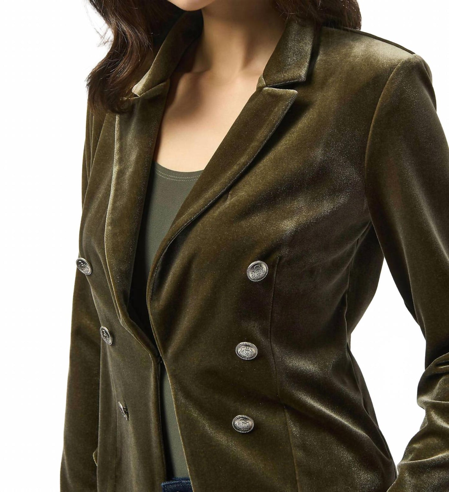 Blazer de terciopelo color caqui