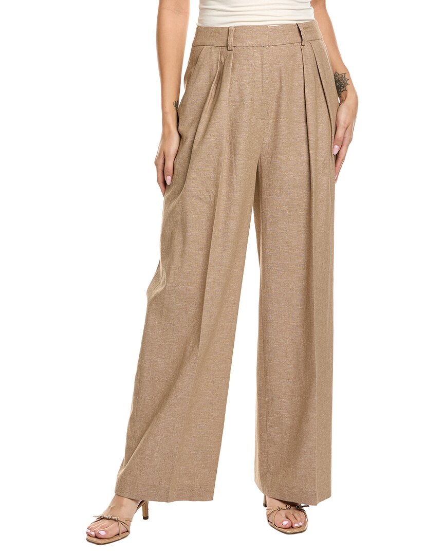 Pantalón de mezcla de lino de tiro alto