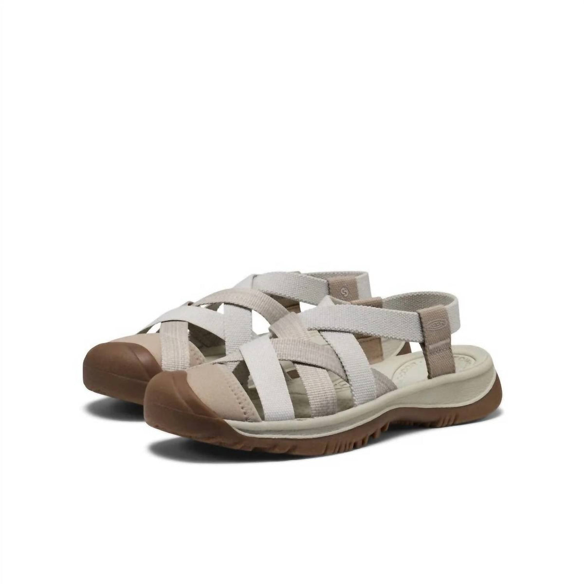 Sandalias de mujer color plateado y taupe