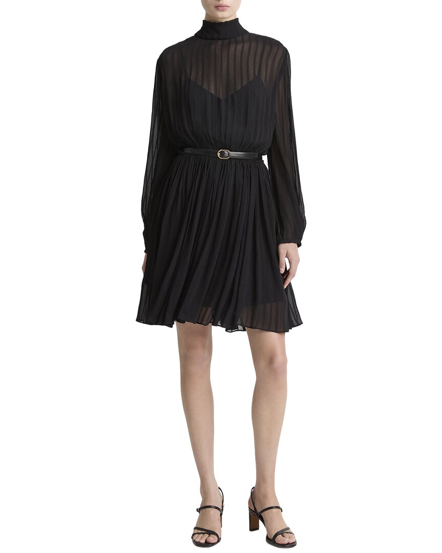 Vestido con cuello alto a rayas