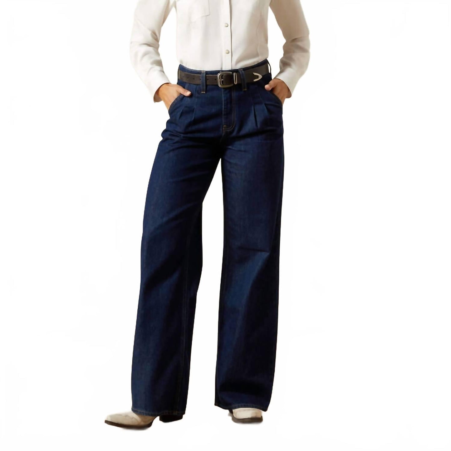 Jean con pliegues color azul