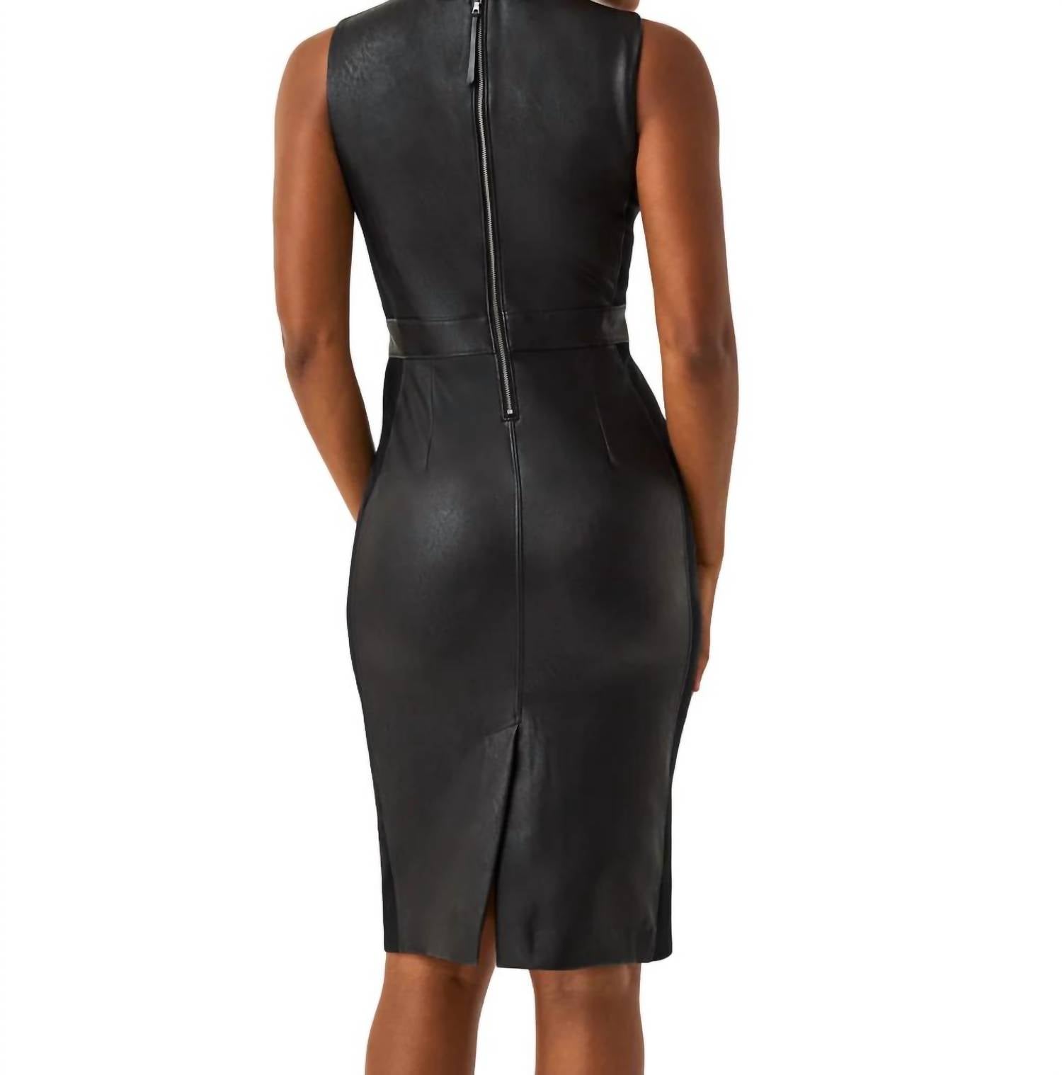 Vestido de efecto cuero color negro