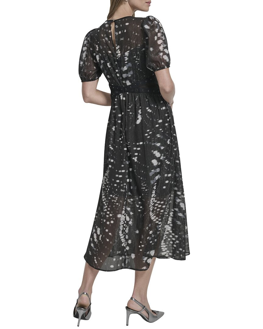 DKNY Vestido Ajustado y Acampanado