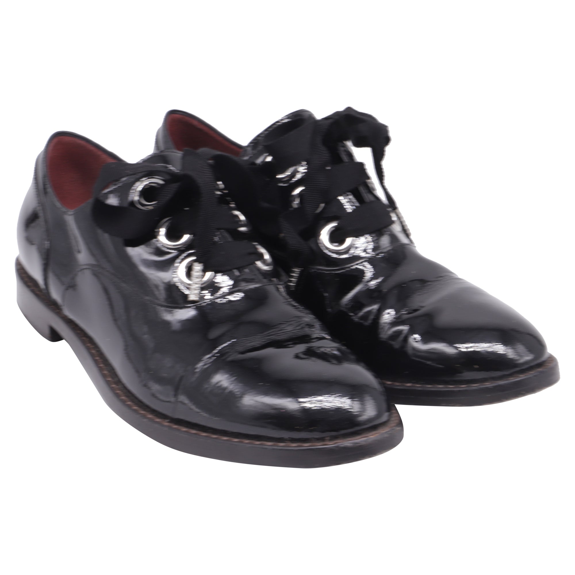 Zapatos de cordones de cuero color negro