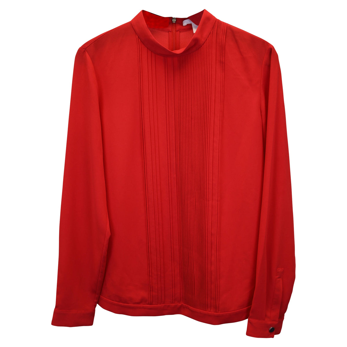 Top con cuello alto con pliegues color rojo