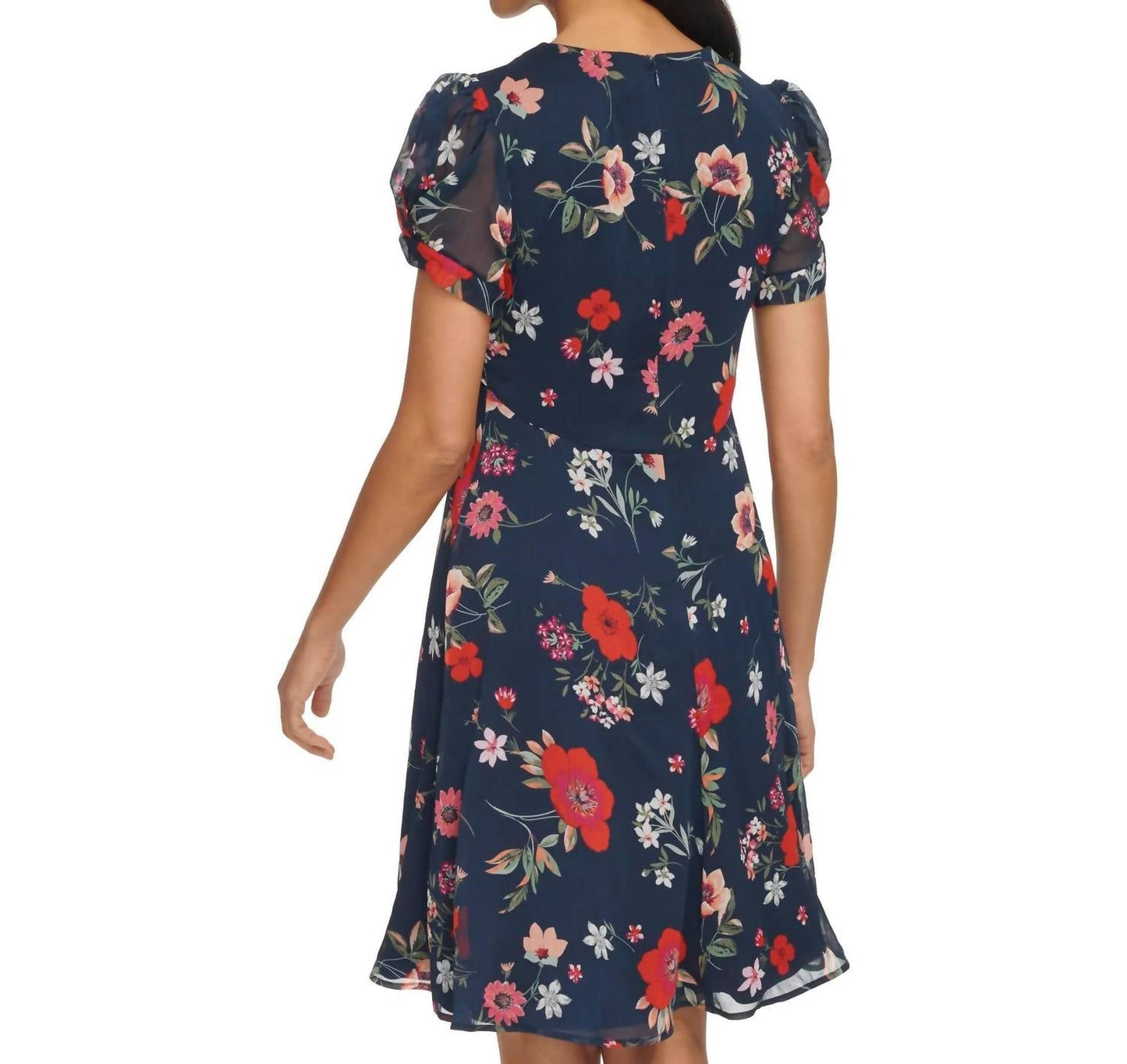 Vestido de gasa corto con estampado floral
