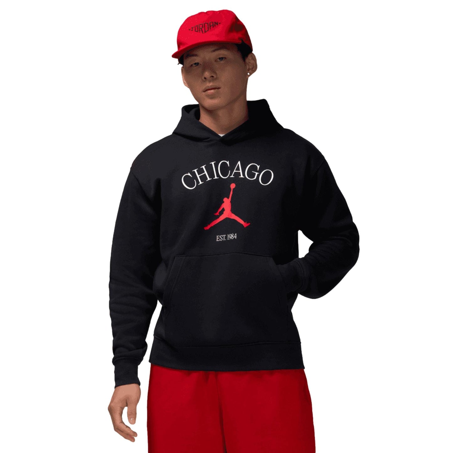 Nike Air Jordan Chicago Capota Buzo Black/White-Red  HF1494-010 Hombre
