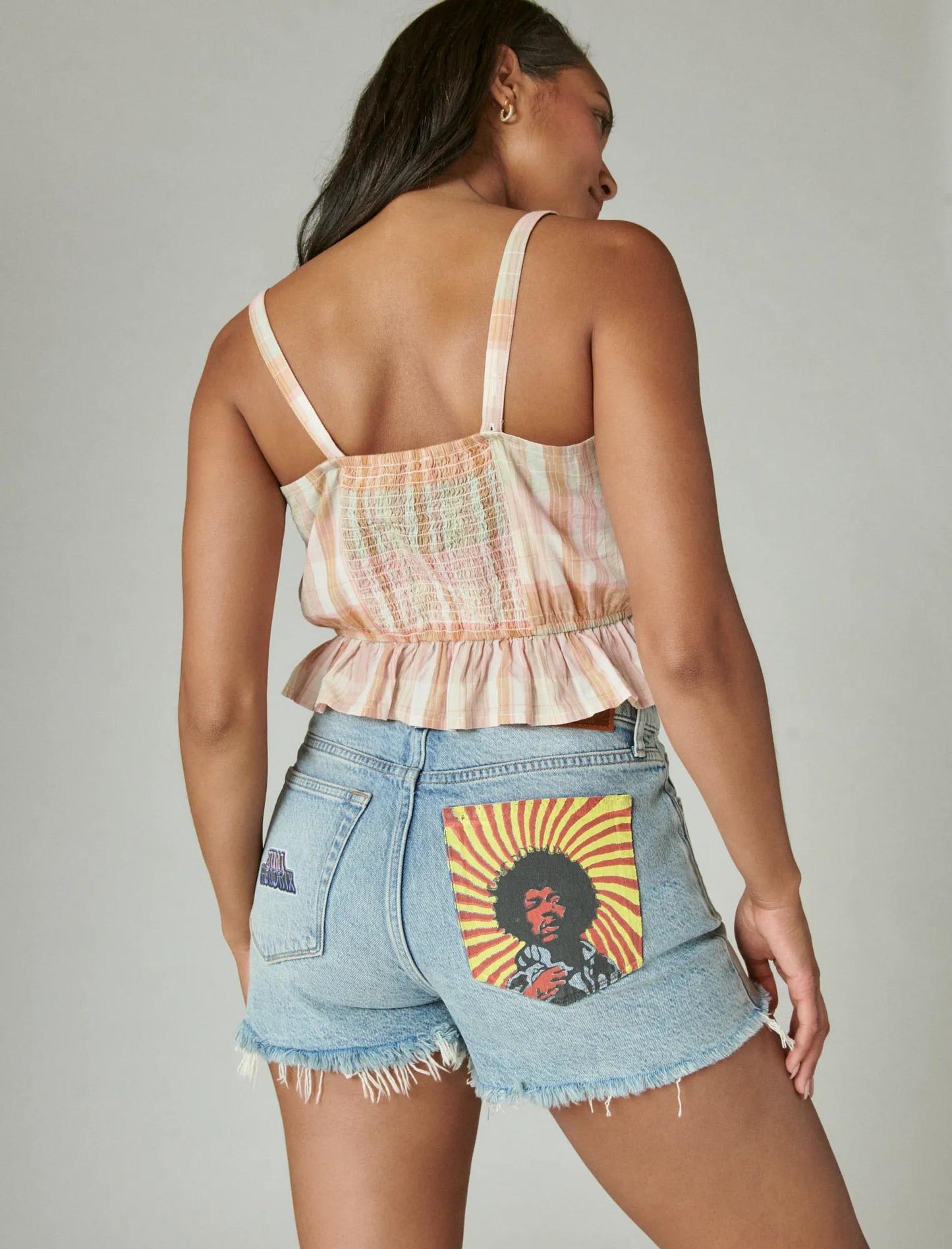 Camiseta sin mangas de mujer a cuadros