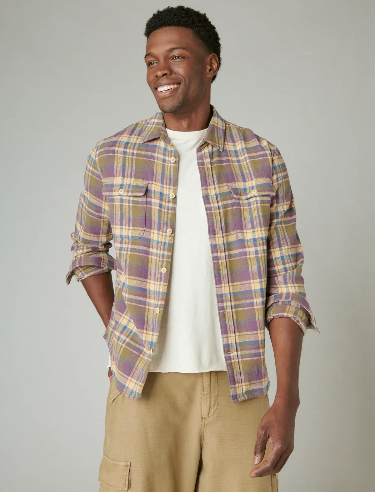 Camisa de hombre de manga larga a cuadros